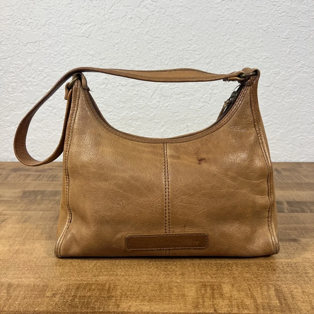 Vintage Fossil 1954 Genuine Leather Purse Shoulder Handbag Tan #75082